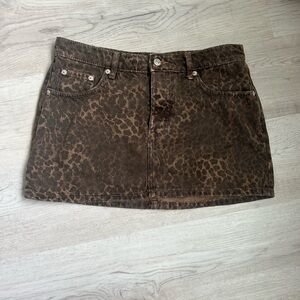 Zara Brown Animal Print Mini Skirt